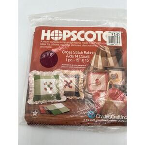 NEW Hopscotch Cross Stitch Fabric Aida 14 Count 15” x 15”‎ Brown Ivory Plaid